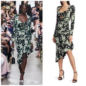 NWT Michael Kors Collection Daisy Satin Jersey Ruched Dress